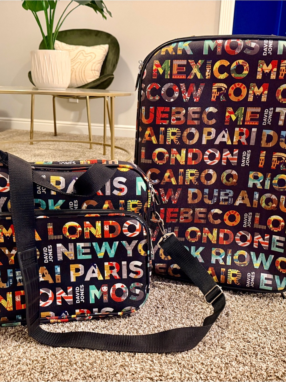 David Jones Multicolor City-Print Carry-On & Travel Bag